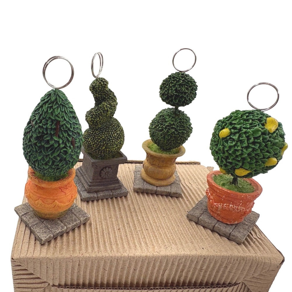 8pc Miniature Topiary Bobblehead Place Card Holders Desk Garden Table Kinetic - Picture 3 of 6